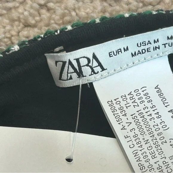 Zara green tweed bustier corset sweetheart neckline crop top Sz M NWT - Picture 7 of 12